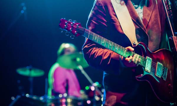 guitarist on stage - summer music festival