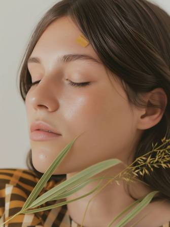 Serene Portrait of Young Woman with Nature