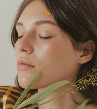 Serene Portrait of Young Woman with Nature