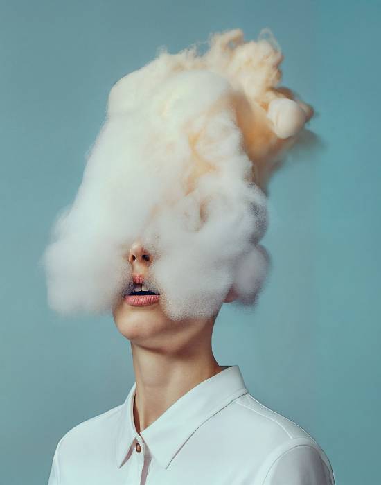 Surreal Cloud Headpiece Portrait