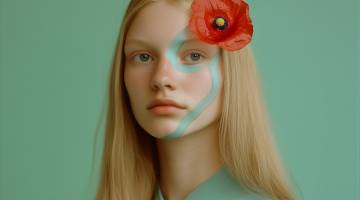 Serene Woman with Red Flower