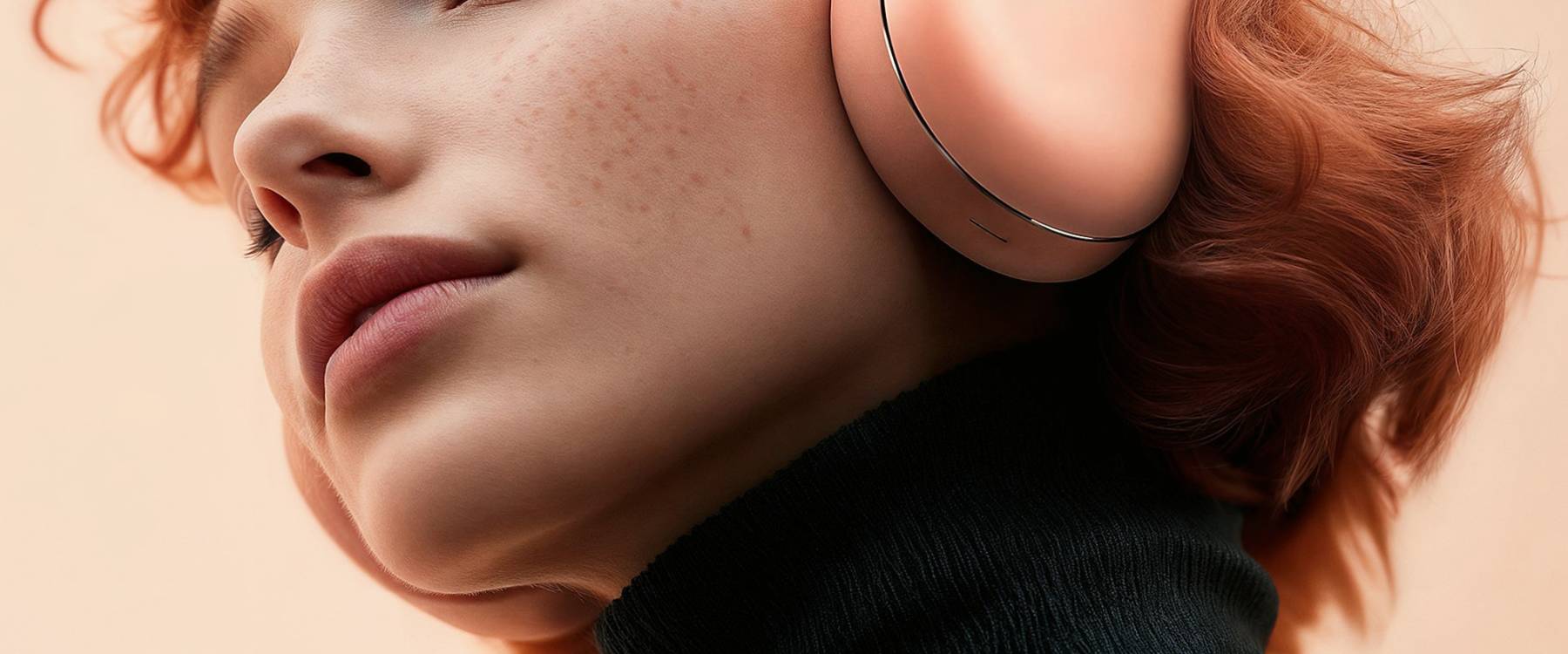 Contemplative Redhead with Headphones